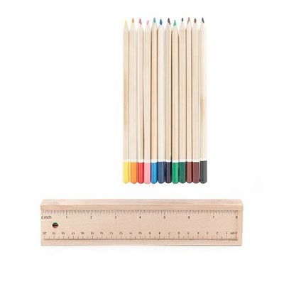 12 lápices de colores Caja de lápiz de madera para papelería estudiantil Pedido personalizado Aceptado