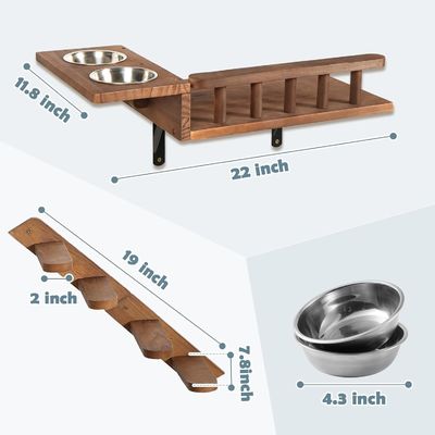 Di adiós a los pisos desordenados Estante de alimentación para gatos con escalera y 2 cuencos
