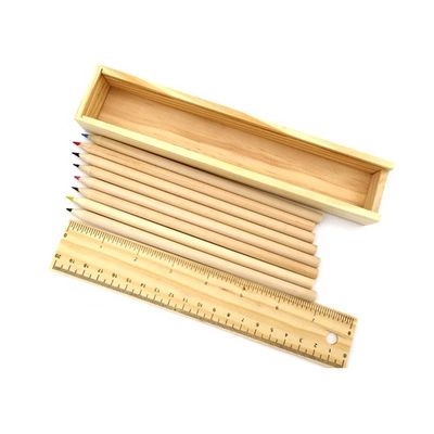12 lápices de colores Caja de lápiz de madera para papelería estudiantil Pedido personalizado Aceptado