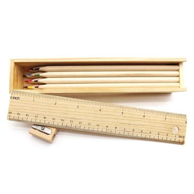 12 lápices de colores Caja de lápiz de madera para papelería estudiantil Pedido personalizado Aceptado