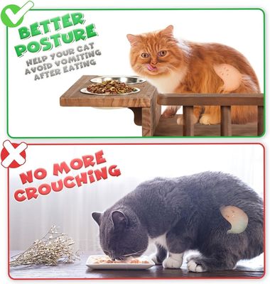 Di adiós a los pisos desordenados Estante de alimentación para gatos con escalera y 2 cuencos