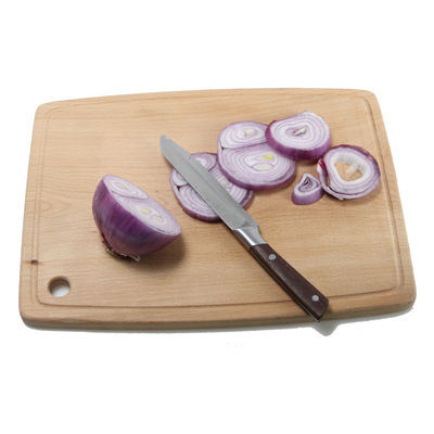 Tabla de corte de haya de madera sólida funcional y duradera con manija de impresión quemada