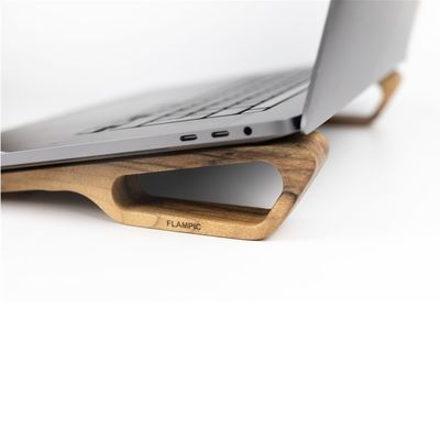Portador de computadora portátil de madera para Macbook Ahorro de espacio y accesorio de escritorio elegante