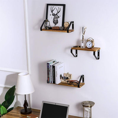 Estante de pared de madera rústica para libros de bricolaje y organización de plantas pequeñas en diseño artesanal