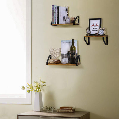 Estante de pared de madera rústica para libros de bricolaje y organización de plantas pequeñas en diseño artesanal