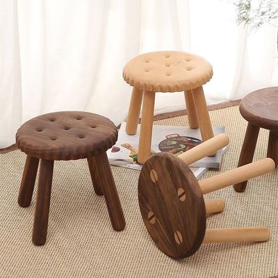 Delices de niños pequeños taburetes de madera personalizados en forma de galleta hechos de madera de haya y nuez