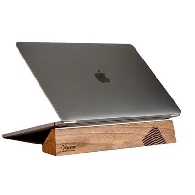 Diseño funcional soporte de computadora portátil de madera para Macbook multifuncional y ergonómico