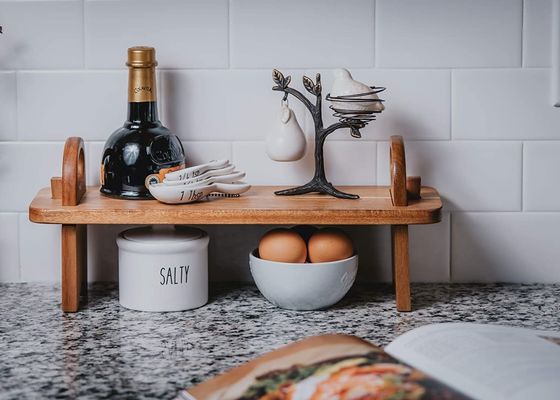 Logotipo personalizado Elegante decoración de casa hecha a mano Estante organizador tablero de queso