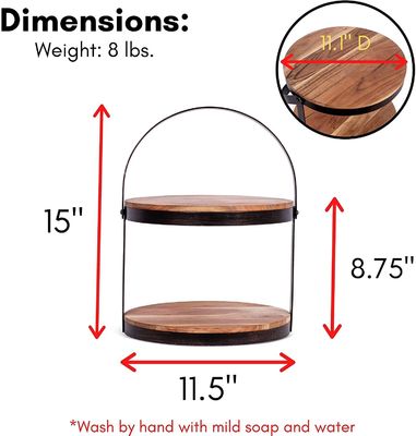 Como su petición de 2 Tier de madera de servir bandeja con soporte de metal de la tarta de postre pantalla