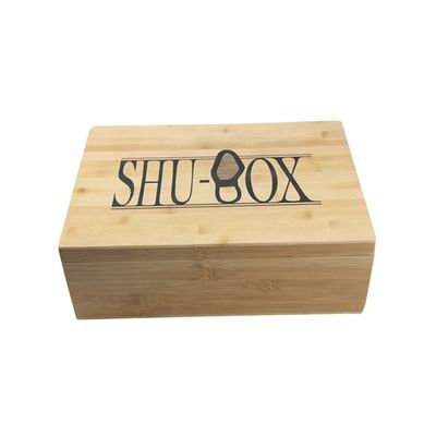 Estructura de madera Caja de zapatos rectangulares hecha a mano con impresión con grabado láser