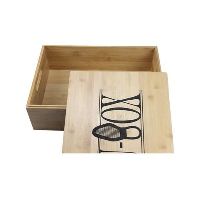 Estructura de madera Caja de zapatos rectangulares hecha a mano con impresión con grabado láser