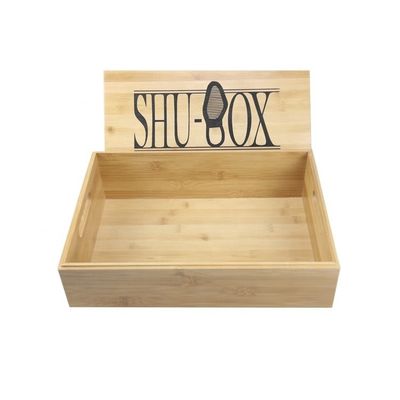 Estructura de madera Caja de zapatos rectangulares hecha a mano con impresión con grabado láser