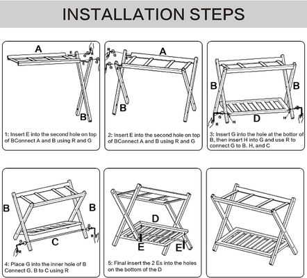 Muchos portaequipajes plegables de 2 niveles con estante y cinturones de nylon de uso pesado
