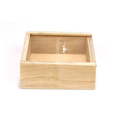Caja de almacenamiento de madera con tapa deslizante tamaño personalizado y sin terminar