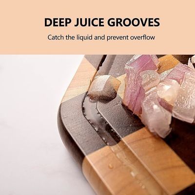 12X12X0.8 pulgadas de madera de acacia de corte octagonal tabla de servicio personalizado con ranura de jugo