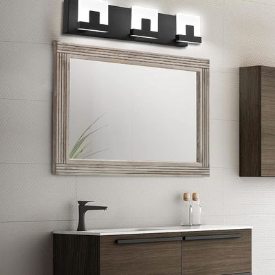 Espejo de pared enlazado de madera para el baño Marco de madera maciza Rustico de la granja Espejo de la vanidad