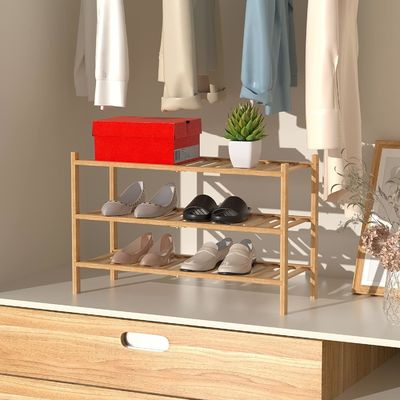 Repuesto de zapatos de bambú de 3 niveles multifunción para almacenamiento personalizable no plegable
