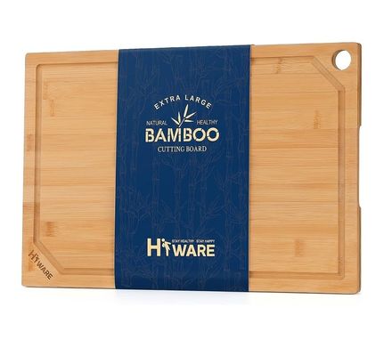 18 x 12 pulgadas de zumo ranura de bambú tabla de corte grande Xtra grande para el logotipo personalizado cocina
