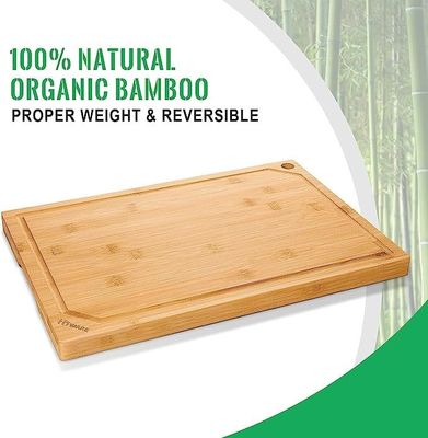 18 x 12 pulgadas de zumo ranura de bambú tabla de corte grande Xtra grande para el logotipo personalizado cocina