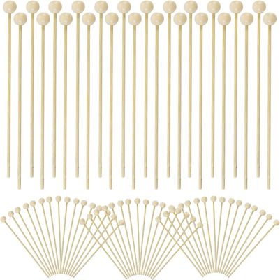 100PCS 6 pulgadas Rock Candy palos con bolas de madera Swizzle palos de diseño moderno y simple