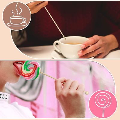 100PCS 6 pulgadas Rock Candy palos con bolas de madera Swizzle palos de diseño moderno y simple