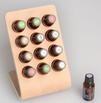 Impresión en serigrafía 12 agujeros Botella de aceite esencial de madera Display Stand para estante de almacenamiento