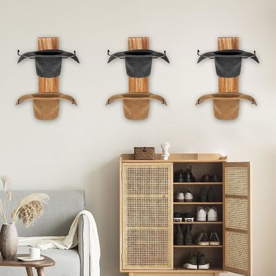 Diseño funcional Estante de almacenamiento de montaje de pared multifuncional y estante para sombreros para bambú