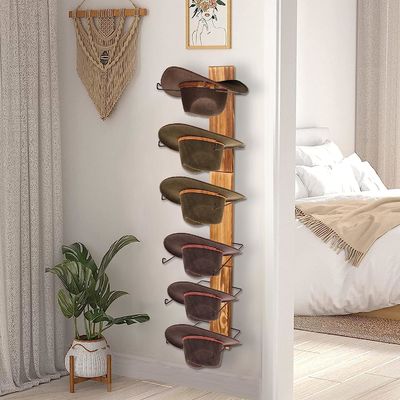 Diseño funcional Estante de almacenamiento de montaje de pared multifuncional y estante para sombreros para bambú