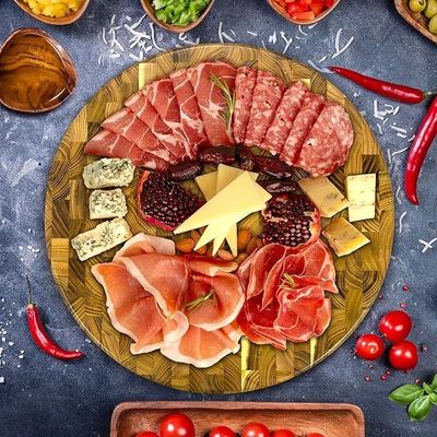 Servicio personalizado 15 pulgadas de madera de corte con diseño ecológico y ranura de jugo