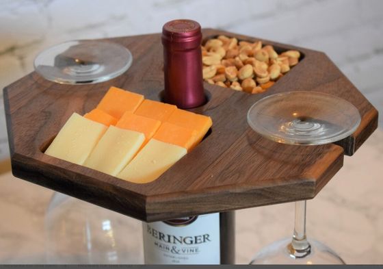 Contenedor de vino de madera con ventaja de gran cantidad bandeja portátil para servir alimentos bandeja de botellas de vino