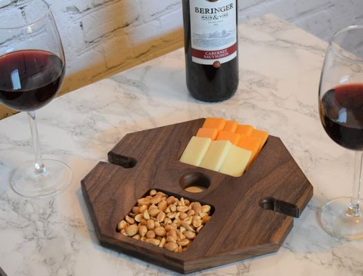 Contenedor de vino de madera con ventaja de gran cantidad bandeja portátil para servir alimentos bandeja de botellas de vino