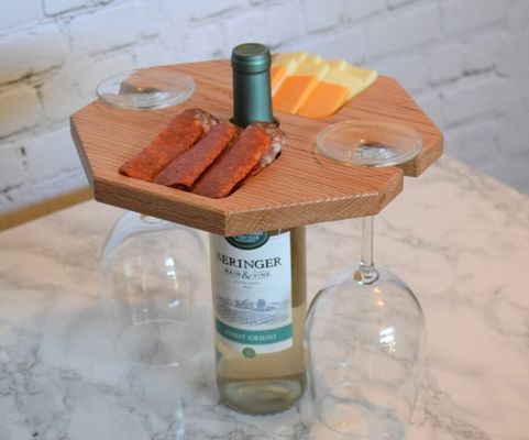 Contenedor de vino de madera con ventaja de gran cantidad bandeja portátil para servir alimentos bandeja de botellas de vino