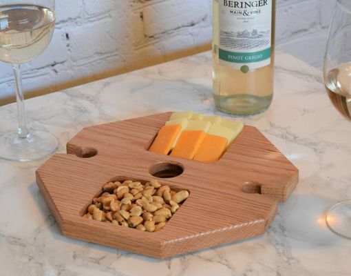 Contenedor de vino de madera con ventaja de gran cantidad bandeja portátil para servir alimentos bandeja de botellas de vino