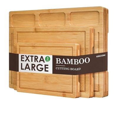 Popular servicio personalizado tableros de corte de bambú para cocina conjunto de 3 con ranura de jugo