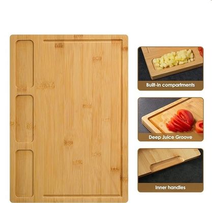 Popular servicio personalizado tableros de corte de bambú para cocina conjunto de 3 con ranura de jugo
