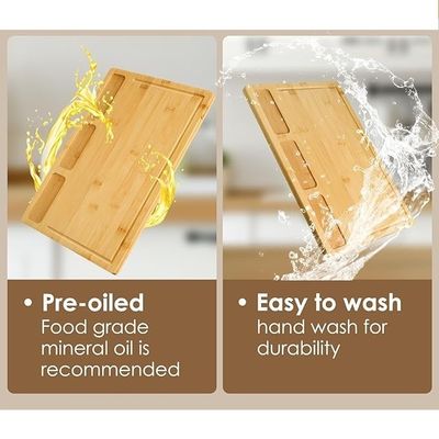 Popular servicio personalizado tableros de corte de bambú para cocina conjunto de 3 con ranura de jugo