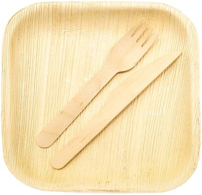 Eco-amigable 20 paquetes de placas de hojas de palma biodegradables 10 pulgadas cuadradas resistentes como el bambú desechable elegante