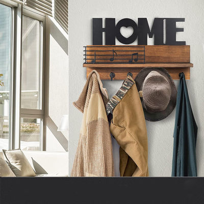 Logotipo personalizado Organizador de correo rústico de madera con llaveros y estante de almacenamiento de correo