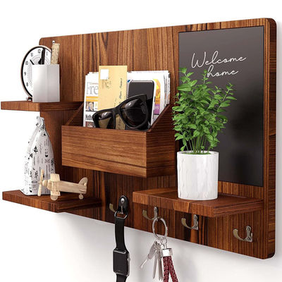 Estante de pared de madera OEM con gancho de tela organizador de entrada de abrigos ganchos de llave portacorrespondedores de correo creativo porta colgantes de pared