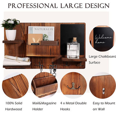Estante de pared de madera OEM con gancho de tela organizador de entrada de abrigos ganchos de llave portacorrespondedores de correo creativo porta colgantes de pared