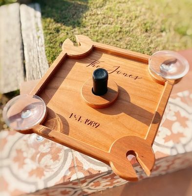 Logotipo personalizado soporte de vino bandeja de servicio de alimentos con tipo de pie botella de vino Caddy