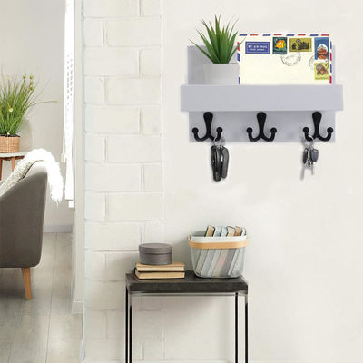 Portero de llaves de madera decorativo de pared con 3 ganchos dobles