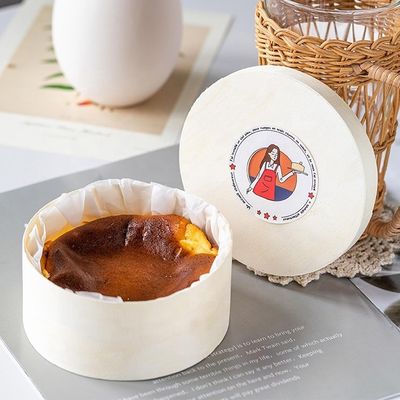 Logotipo personalizado de corteza de álamo o recipiente redondo personalizado de carilla de madera para frutas ecológicas