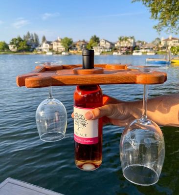 Logotipo personalizado soporte de vino bandeja de servicio de alimentos con tipo de pie botella de vino Caddy