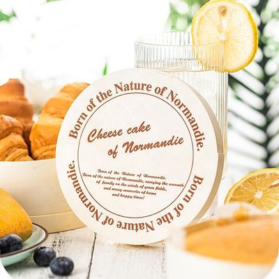 Logotipo personalizado de corteza de álamo o recipiente redondo personalizado de carilla de madera para frutas ecológicas