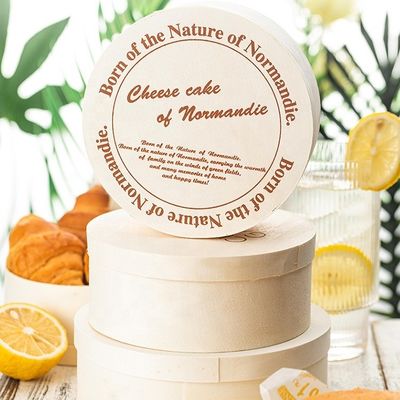 Caja de madera de color de madera natural para tarta redonda personalizada queso tarta ensalada fruta embalaje