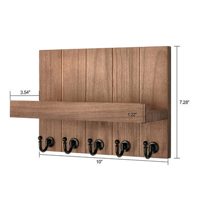Portador de llaves de madera con 4 ganchos de llaves y montaje en la pared Estante flotante BAMBOO Key Organizer