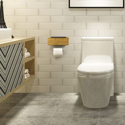 Cuadro de almacenamiento de papel higiénico de bambú montado en la pared con caja de almacenamiento de tejido húmedo