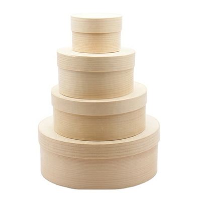 Caja de madera de color de madera natural para tarta redonda personalizada queso tarta ensalada fruta embalaje