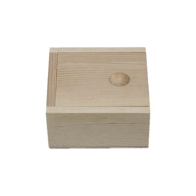 Caja de regalo de madera Caja de almacenamiento de artesanía con tapa deslizante Pedido personalizado aceptado 8.4x8.4x4.1cm
